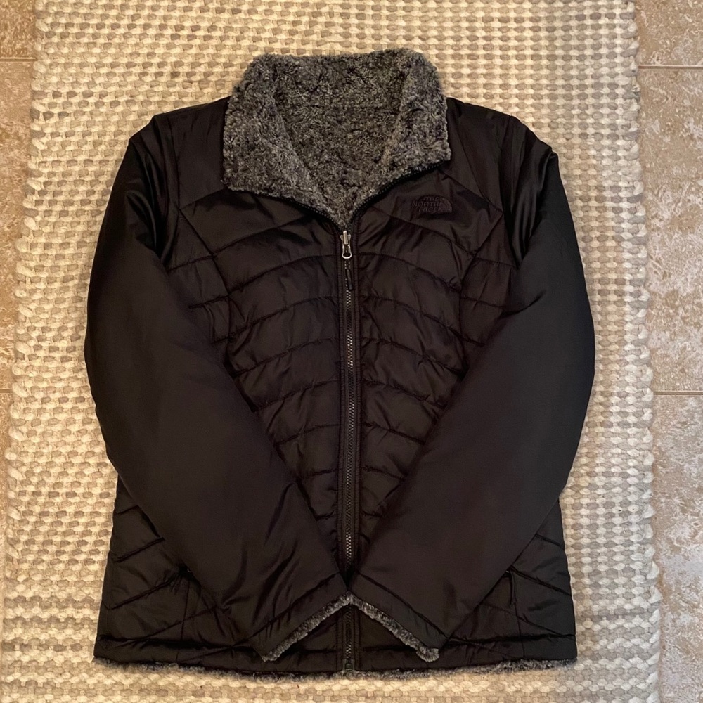 Ladies Reversible Fuzzy/Puffer Jacket
